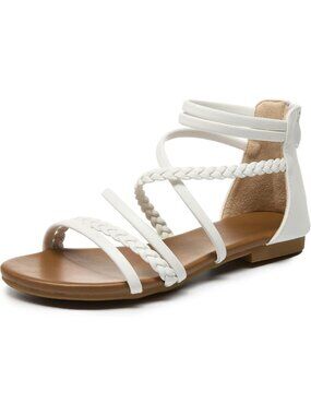 Stylish Open Toe Gladiator Sandals - Braided Strappy Flat Shoes for Summer Beach
